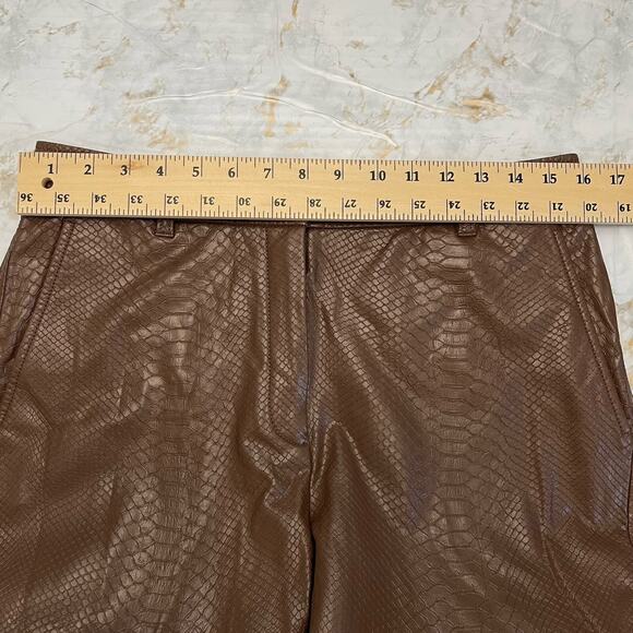 Aritzia Babaton Command Faux Leather Pants Size 12 Brown Python - Picture 13 of 16